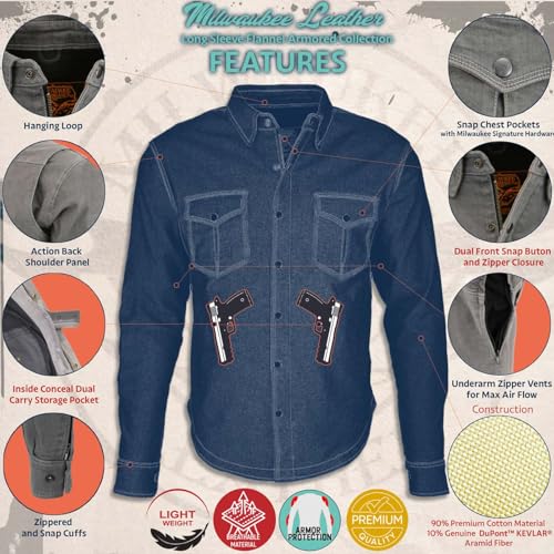 Milwaukee Leather MPM1642-ORANGE/BLACK-L Mpm1642 Men'S Plaid Hooded Flannel Biker Shirt thumb #1