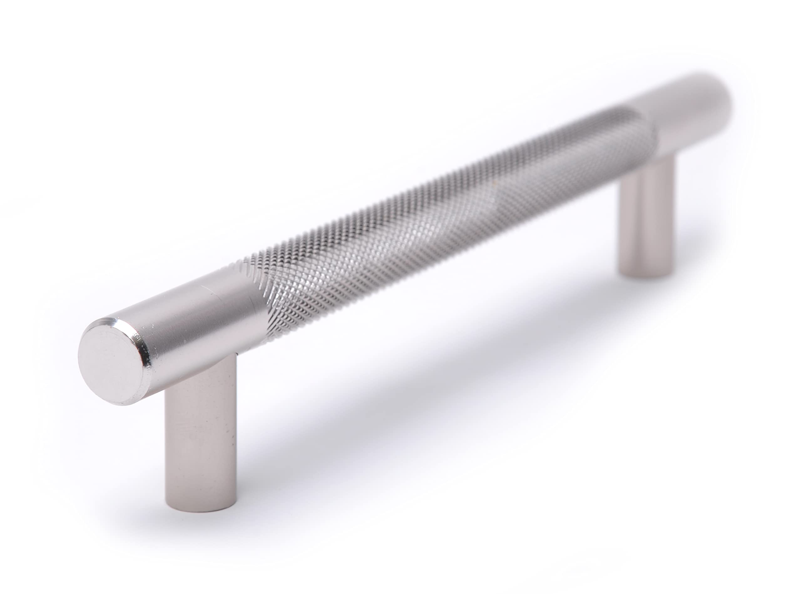 Manopola moderna con barra a T zigrinata cromata e finitura argento (10, 224 mm)