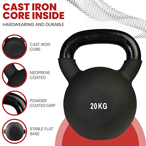 NORDFIT Neoprene Coated Cast Iron Kettlebell Weights - Kettle Bells (4kg, 6kg, 8kg, 10kg, 12kg, 14kg, 16kg, 18kg, 20kg) - Home Gym, Fitness, Exercise, Cardio Strength Training and Weight Lifting - Image 3