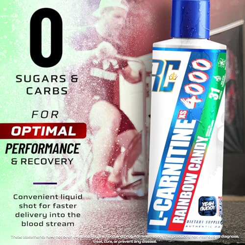 Image of Ronnie Coleman Signature Series L Carnitine XS 4000 Liquid, Stimulant Free, Sugar Free, Zero Carbs, Lean Muscle Strength Support for Men & Women,16 oz, Rainbow Candy