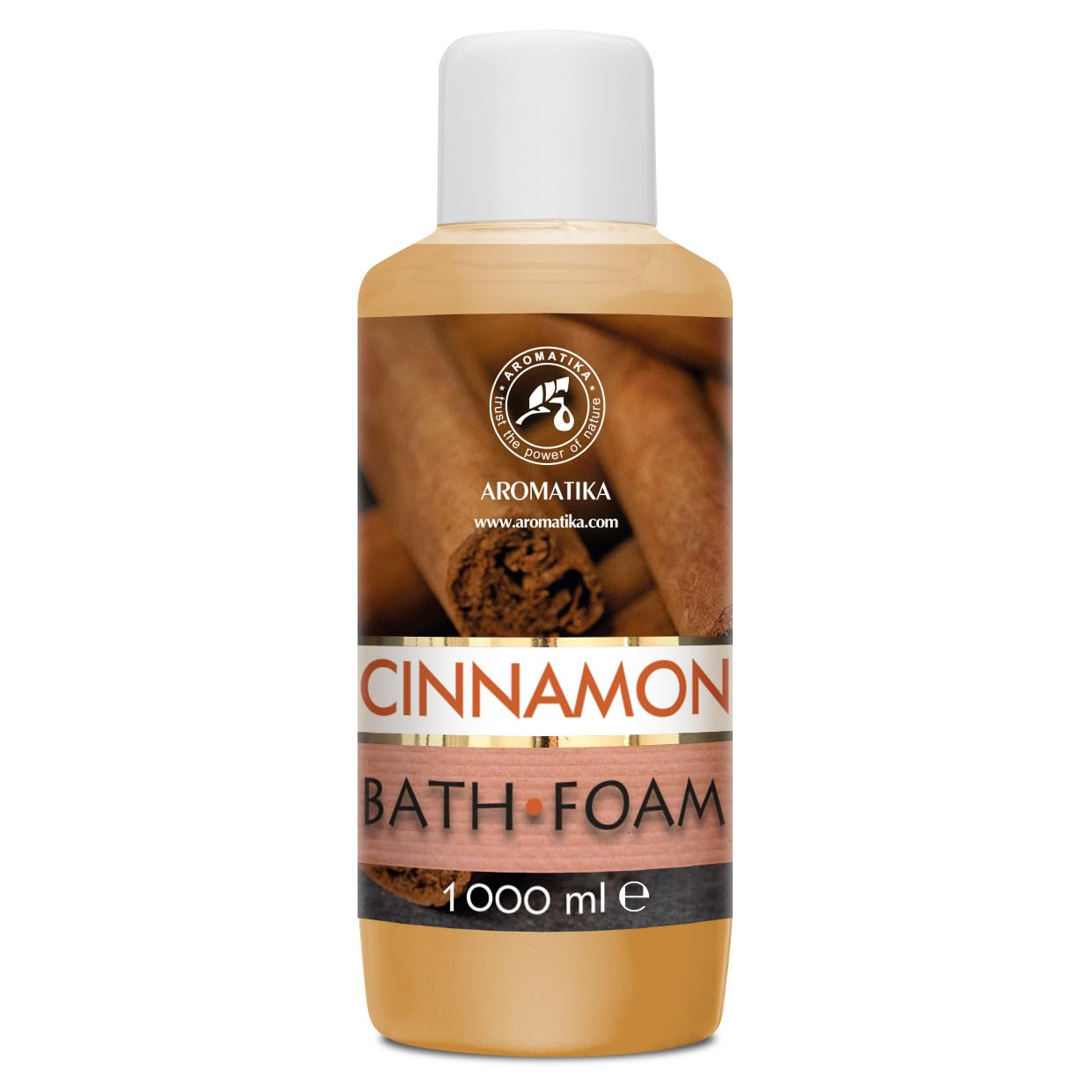 Espuma Baño de Canela 1000 ml - Espuma Baño con Aceite Esencial Natural de Canela - Cuidado del Cuerpo - Relajación - Fragancia Dulce y Suave - Aromaterapia - Spa - Baños de Burbujas - Belleza