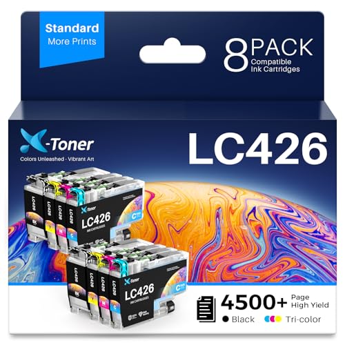 X Toner LCD426 LC426 Compatible con Brother LC426 Cartucho de Tinta, Compatible con Brother MFC J4340DW J4335DW J4540DWXL, 2 Negros, 2 Cian, 2 Magenta, 2 Amarillo (Paquete de 8)