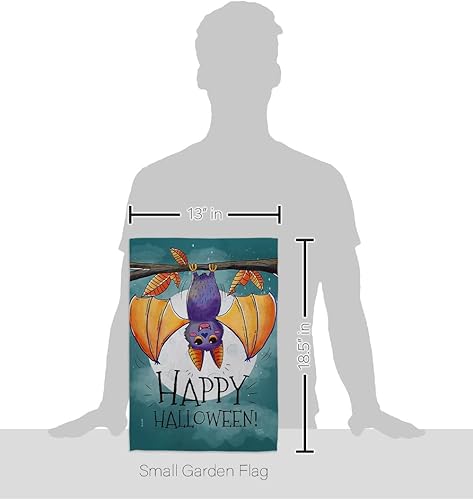 Miniatura 2 de Breeze Decor G162076 - Bandera decorativa vertical para jardín con diseño de murciélago y otoño de Halloween, 13 x 18.5 pulgadas, impresa en Estados