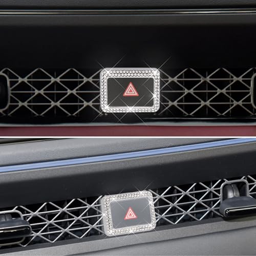 Image of Bling Hazard Warning Button Cover Sticker Fit for 11th Gen Honda Accord Civic CR-V 2024.(Silver 2)