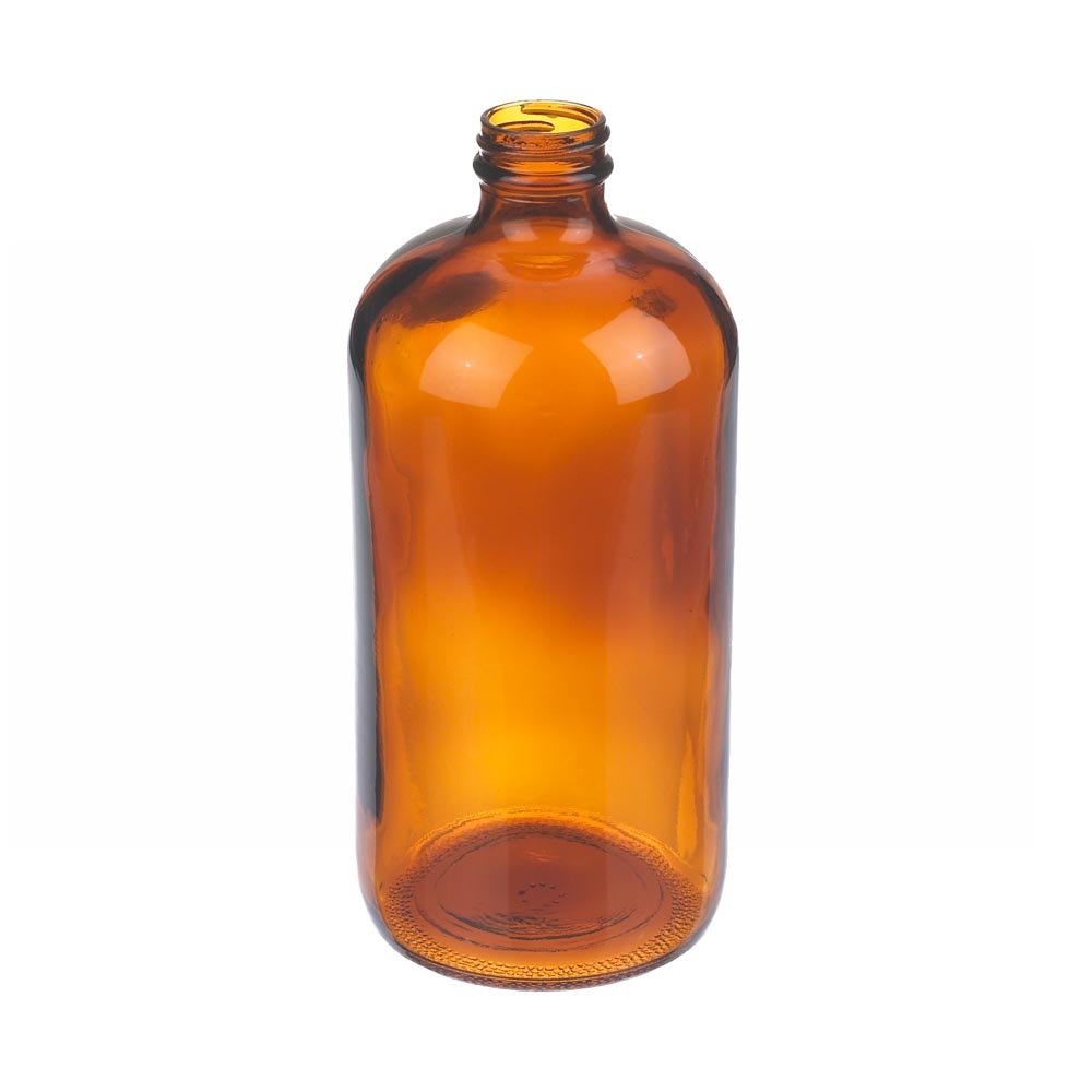 Wheaton W216870 Boston Round Bottle, Amber Glass, Capacity 32oz Without 33-400 White Polypropylene Poly-Vinyl Lined Screw Cap, Diameter 94mm x 206mm (Case Of 30)