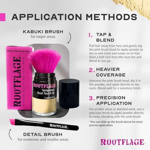 Rootflage Root Touch Up Powder Warm Blonde - Instant Temporary Hair Concealer for Roots, Hairline Filler, Cover Up - Thumbnail 5