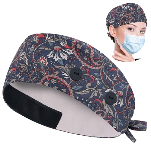 Image of ABAMERICA Working Caps with Button and Sweatband, Adjustable Working Hats for Women Men, One Size(Tie Back or Toggle)