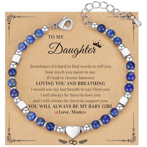 Christmas Gifts for Women, Stocking Stuffers for Teens Beaded Bracelets for Women Gifts for Mom Christmas Gift Mothers Day Gift for Grandma Daughter Bonus Mom Nature Stone Bead Bracelet Graduation Jewelry for Her 2026