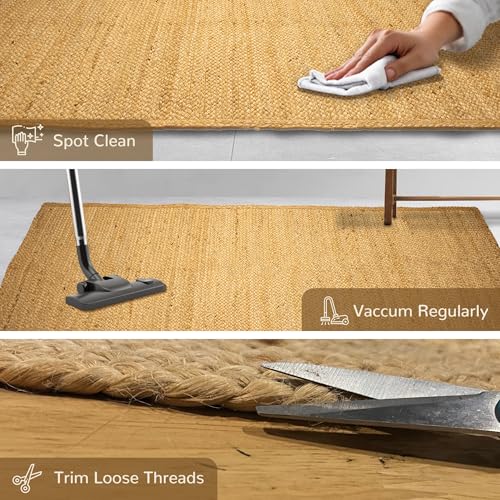 Tapete corredor trenzado de yute natural 2x5 miniatura 5