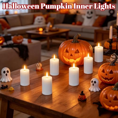 Image of 4.5 inch Rechargeable Flameless LED Pillar Candles with 10-Key Remote and Timer, 6 Pack White Real Wax 3D Wick Flickeing Votive Candles with Charging Plate&USB Cable Christmas Holiday Decor