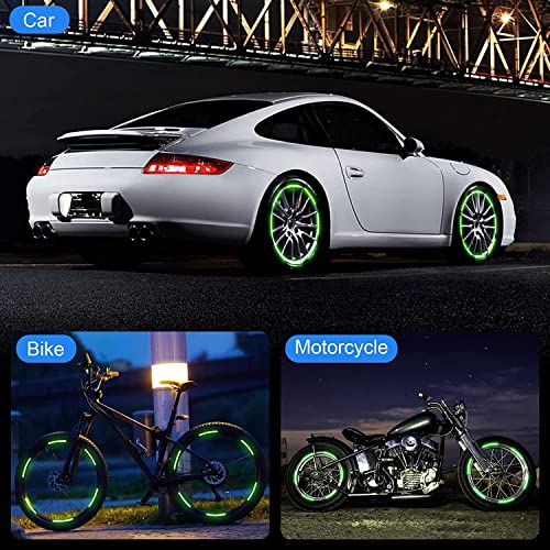 Image of CARTMAN Reflective Car Wheel Rim Stickers, Wheel Warning Adhesive Strip, Night Reflective Safety Exterior Accessories Decorative Decals Tape for Car and Motocycle (Pack of 80)