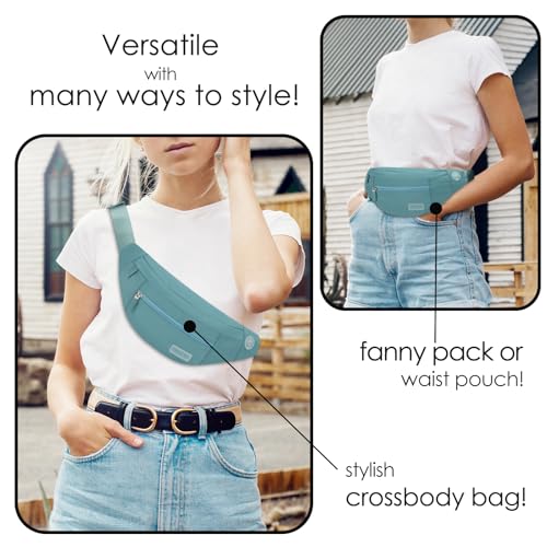 Image of Crossbody Belt Bags Sling Fanny Pack for Men with 4-Zipper Pockets Gifts for Enjoy Sports Festival Workout Traveling Running,Dark Green