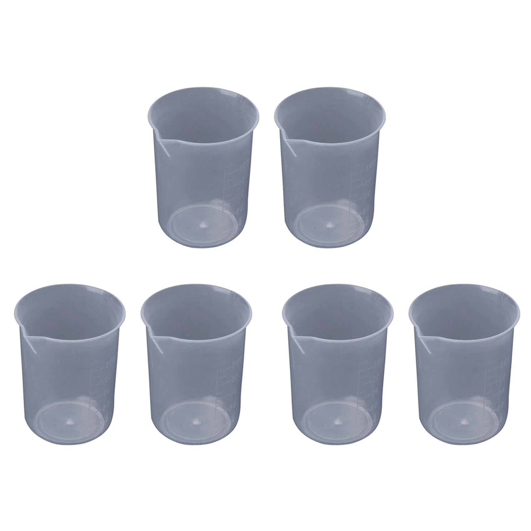 Hndhbfgrt 50mL Graduated Beaker Clear Plastic Measuring Cup for Lab 6 Pcs