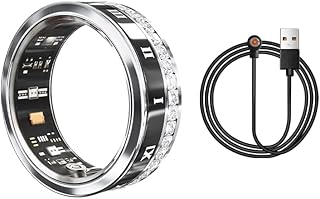 WOL VEE Bague Intelligente, Tracker de Fitness Portable, Moniteur de fréquence Cardiaque, podomètre Intelligent étanche pour Hommes et Femmes - R2 (Noir, 8#)