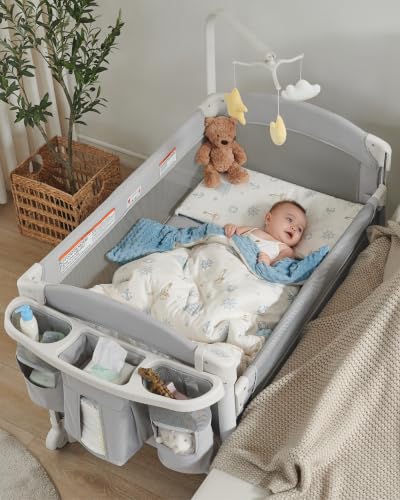 Image of AirClub 4 in 1 Baby Bassinet Bedside Sleeper, Baby Bedside Crib 4 Functions, Bedside Sleeper, Bassinet Crib, Baby Playard, Changing Table for Newborn Baby