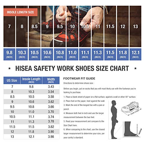 Hisea Steel Toe Shoes For Men Breathable And Comfortable Safety Work Shoes,Slip Resistant Industrial & Construction Work Sneakers Blue Size 10 #TOP1