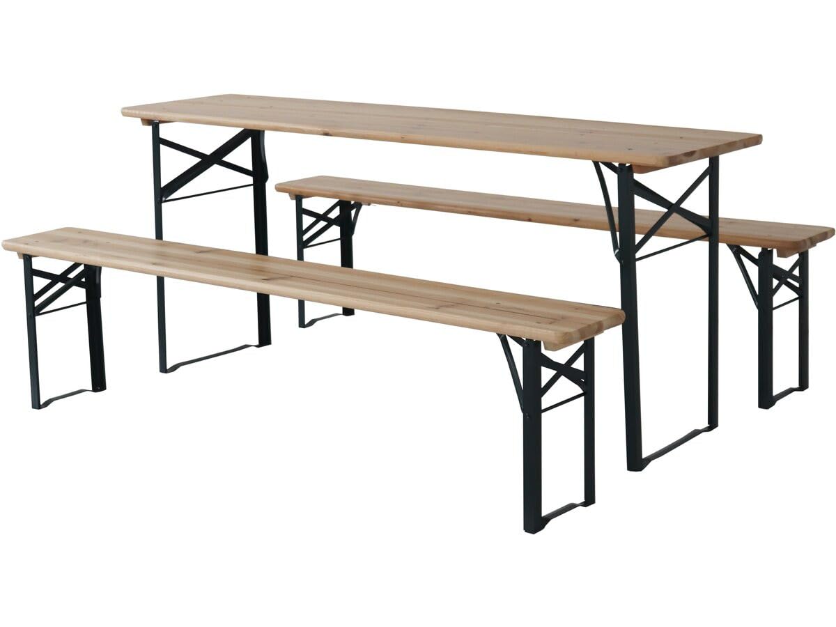 Habitat et Jardin Mesa de jardín Plegable Tipo Brasserie con 2 Bancos Lisboa - 176 x 46 x 75 cm - Marrón