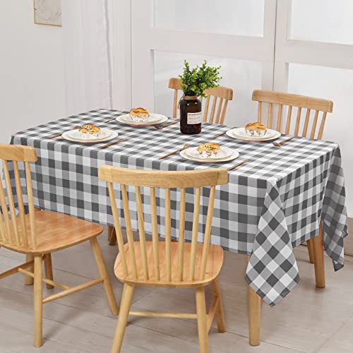 XWZO 2 Pack Grey and White Checkered Tablecloth Rectangle - Waterproof, Spill-Proof Wipeable Plaid Table Cloth for Kitchen Dining, Indoor or Outdoor Parties, 60 x 102 Inch by XWZO - Image 2