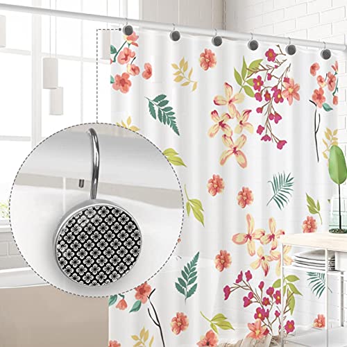 Crochets de rideau de douche motif fleurs de cerisier blanches 12x - 5