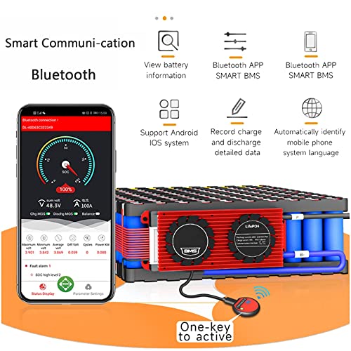 Bms 16S 48V 30A-500A Lifepo4 Pcb Protection Board Battery Protection Module 3.2V Iron Phosphate Lfp Charging Controller With Smart Communiation Function For Diy Camping Rv Energy Supply System ( Color #TOP2