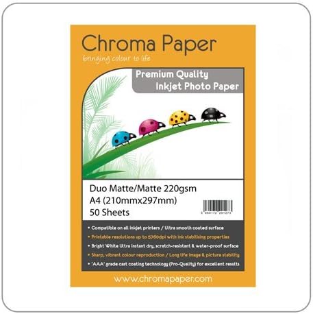 Chroma - A4 Duo Double Sided Matte/Matte Inkjet Photo Paper - 220gsm (50 Sheets)