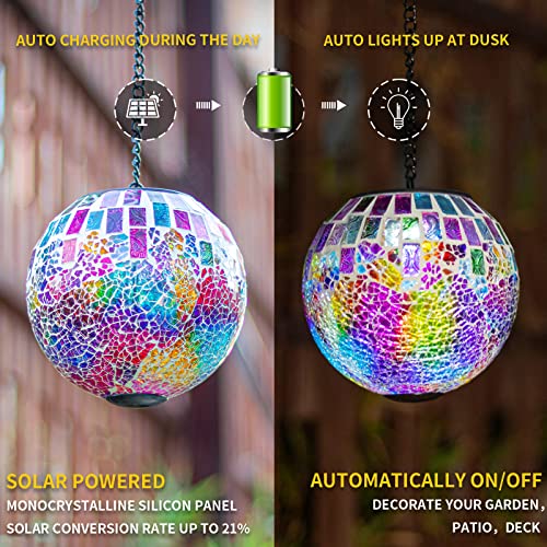 Vcuteka Hanging Solar Lights Outdoor - Solar Powered Waterproof Landscape Lanterns With Mosaic Design For Patio, Yard, Garden And Pathway Decor #TOP2
