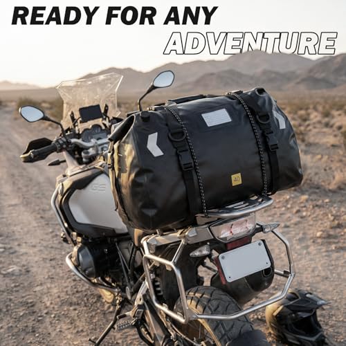 Bolsa seca impermeable 40L - Bolsa de lona resistente para motocicleta, kayak, navegación y camping - Bolsa estanca con válvula de aire y bandas reflectantes para hombres y mujeres miniatura 6