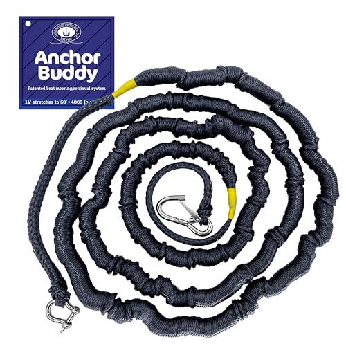 Greenfield Anchor Buddy The Original Bungee Anchor Line for Boats. 14ft to 50ft Stretch. Elastic Anchor Rope Bungee Anchor Line.
