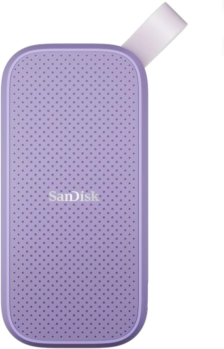 Sandisk 1TB Portable SSD - Lavender, Up to 800MB/s, USB-C, USB 3.2 Gen 2, External Solid State Drive - SDSSDE29-1T00-AWL