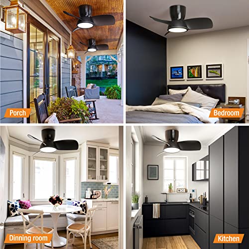 Slochi Quiet Ceiling Fan With Lights, 32 Inches Large Air Volume Remote Control Ceiling Fan Adjustable Color Temperature Flush Mount Ceiling Fan For Kitchen Bedroom Dining Room Patio #TOP5