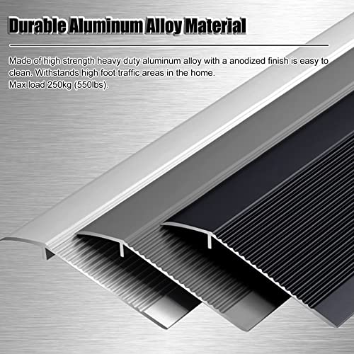 Hrokz 4 Inch Floor Transition Strip Threshold Ramp Aluminum, 36'' Thresholds Reducer For Doorways Wheelchair Tile Wood Floors, Extra Wide Metal Black Entry Door Edge Trim Flute #TOP2