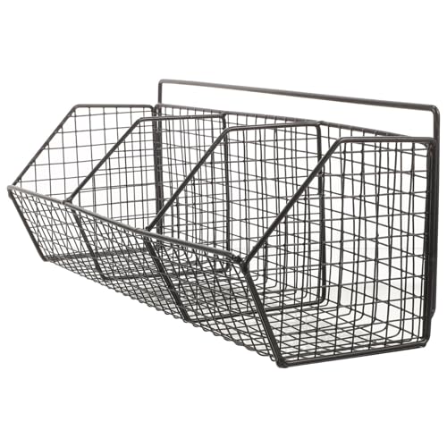 KJHBV Estante de Pared y Ahorro de Espacio en Acero al Carbono Negro para Cocina Diseño Montado en Pared para Guardar Frutas y Ajo en Cocina o Despensa