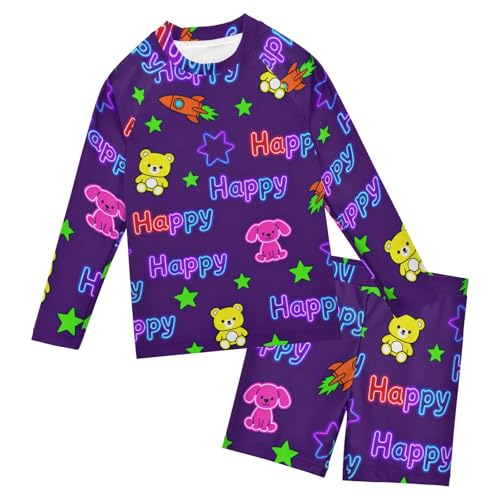 Traje de baño de dos piezas infantil para vacaciones de playa con estampado de oso