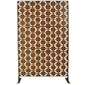 Rust-Resistant 76"x48" Metal Privacy Screen Partition - Freestanding Decorative Fence Panel for Outdoor Patio, Deck, Balcony & Indoor Spaces (Brown)