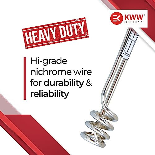 Image of KWW Immersion Water Heater Rod1500W | Water Heaters Immersion | Heating Rod for Hot Water with Copper Heating Element | Water Bucket Heater for Bathroom | 2 Year Warranty