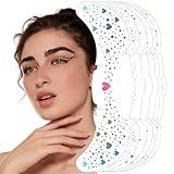 OuryTech tatouage pour le visage, 6 pièces autocollants d'art facial pour carnaval, tatouage temporaire festival étanche holographique et paillettes dorées avec design étoilé