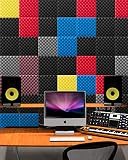 Pianka akustyczna Soundsbay 12 sztuk 30x30x2.5 cm Panele akustyczne z przezroczystą dwustronną taśmą samoprzylepną Panele akustyczne ściana dla studia, podcast, studio nagrań