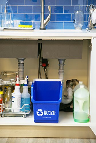 Recycling Rules 6 Gallon Stackable Recycling Bin Container In Blue, Eco-Friendly Bpa-Free Handy Recycler With Handle, 6-Pack #TOP2