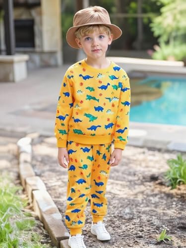 Coco&RARA Toddler Baby Boy Clothes Outfit Long Sleeve Tops+Pants 2PCS Fall Winter Pullover Sweatshirts Sets 1-5T3