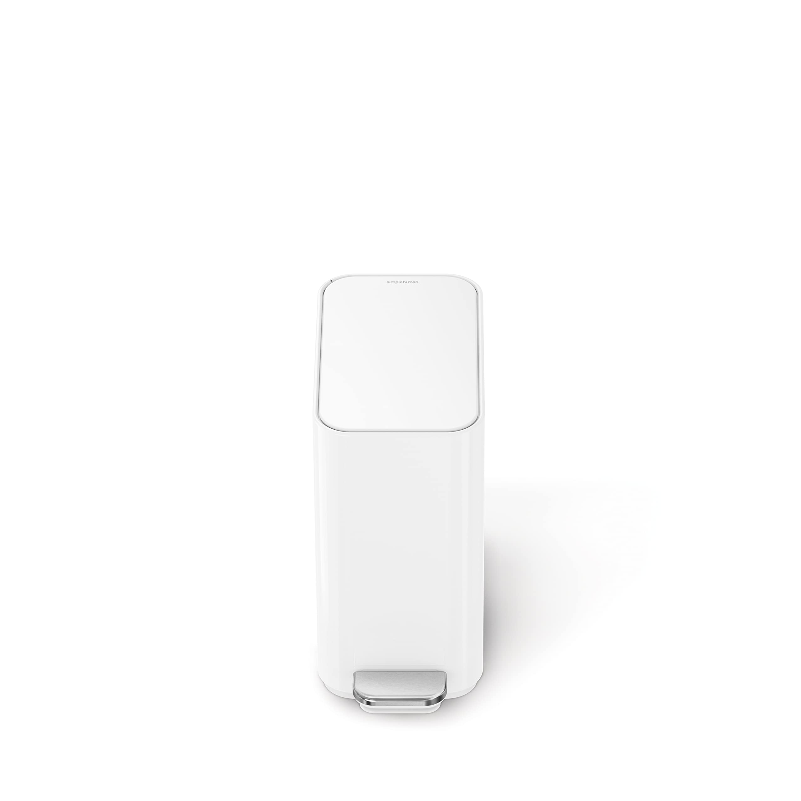 simplehuman CW2102 cubo estrecho con pedal, papelera baño, cubo basura baño, papelera oficina, acero blanco, 5 L
