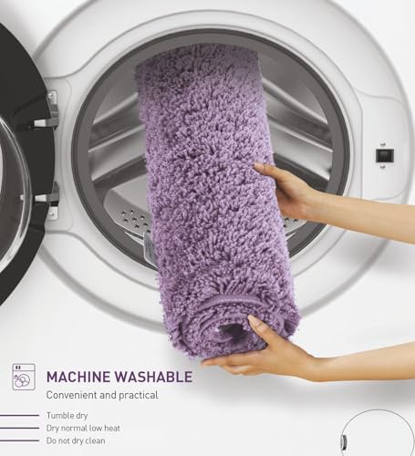 Image of Obsessions Ultra-Absorbent Quick-Dry Bath Mat | 1400 GSM Polyester | Soft, Non-Slip & Fast-Drying Bathroom Rug for Safety & Comfort | 40 x 60 cm | Mouve