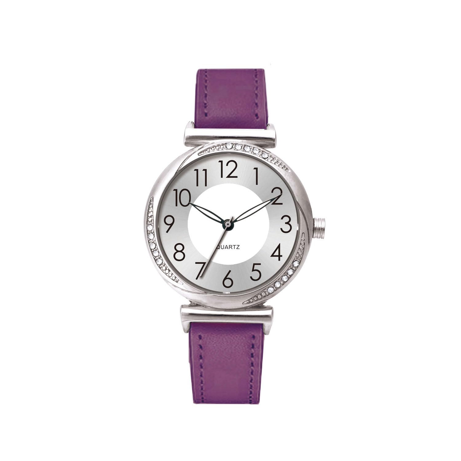 NUOVO Reloj de pulsera para mujer, esfera plateada, correa de cuero, reloj clásico de negocios simple, informal, de cuarzo, vestido