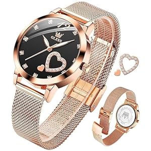 OLEVS Watch Women Mesh Watches for Women with Date Analog Quartz Ladies Watches Classic Dress Womens Wristwatch Waterproof （Blue/Black/White Face）