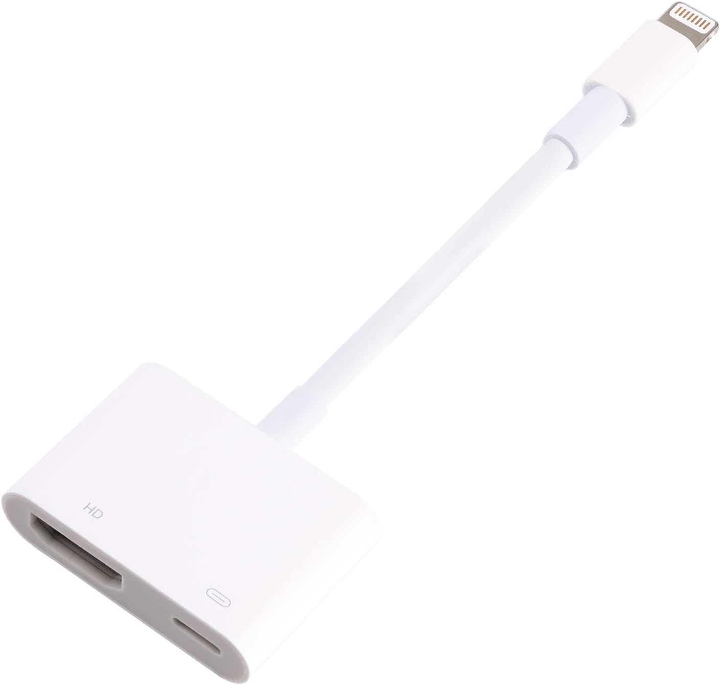 Lightning to HD Adapter, Lightning Digital AV Adapter 1080P with Lightning Charging Port for Select iPhone, iPad and iPod Models and HDTV Monitor Projector （White）