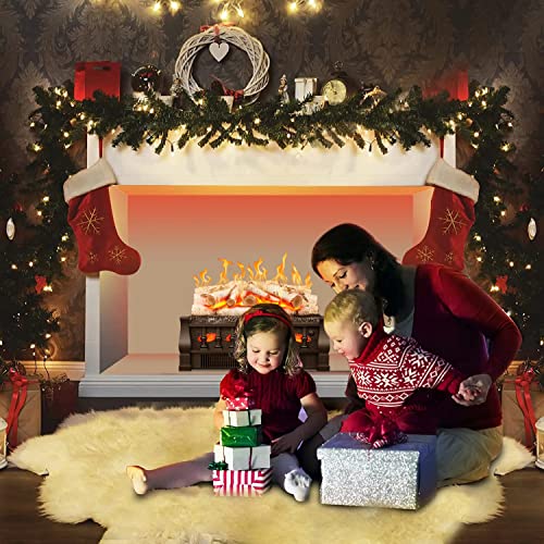 Image of Antarctic Star 21 Inch Electric Fireplace Log Heater Remote Control Realistic Flame Effect Ember Bed, Leaves Pattern, Overheated Protection, Adjustable Brightness&Speed, Indoor Use（750W /1500W）