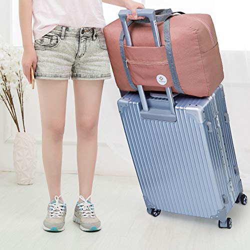 For Airlines Foldable Travel Duffel Bag Tote Carry on Luggage Sport Duffle Weekender Overnight for Women and Girls (1112-Orange)