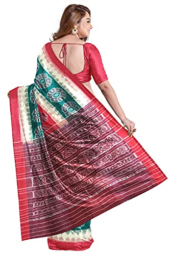 Image of Odisha Sambalpuri Handloom Ikat Women's Cotton Saree, Odisha Handloom Handmade Pure Cotton Khandua Saree, Ikkat Orissa Traditional Handloom Saree Without Blouse