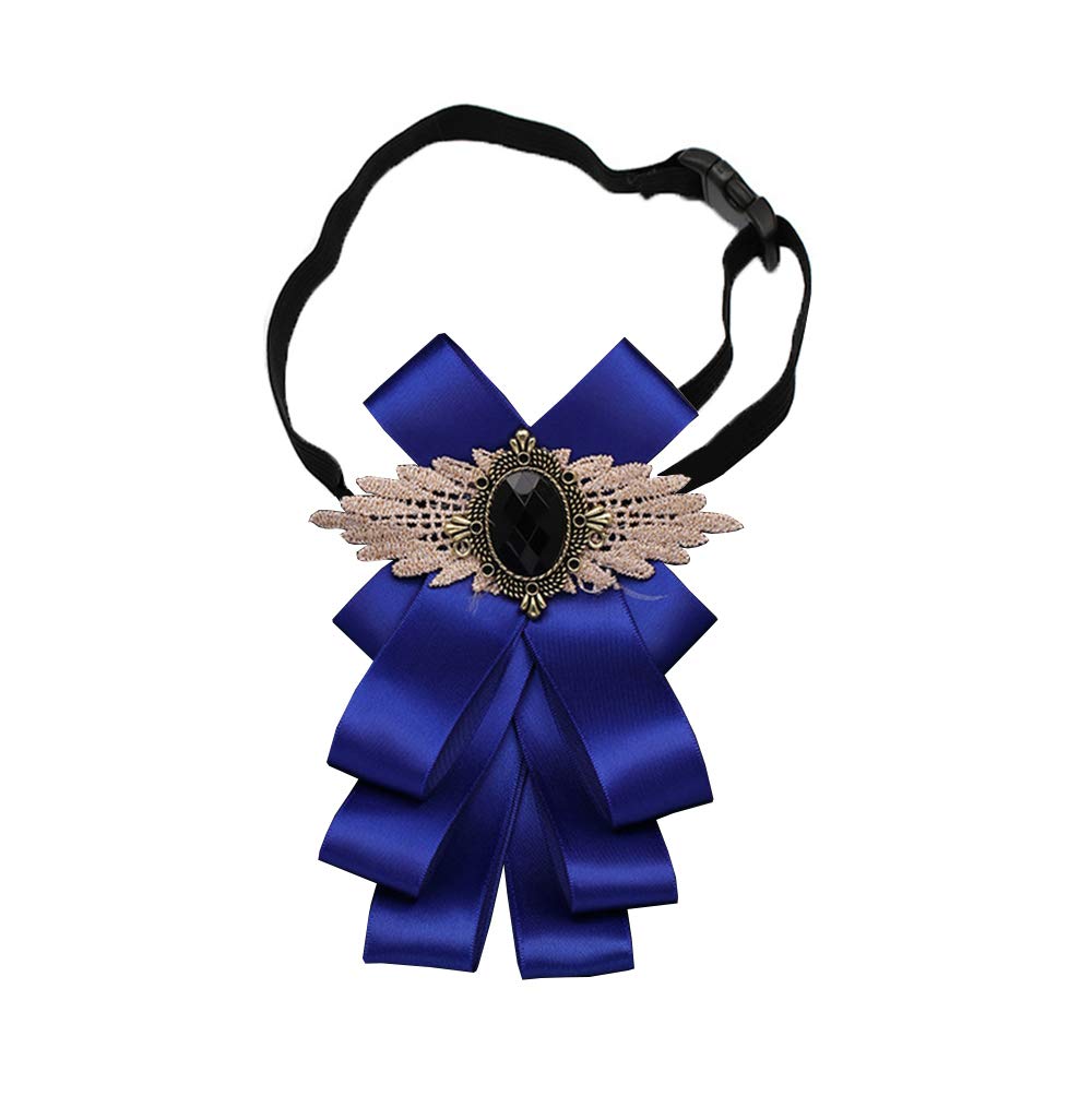 Booluee Rhinestone Wedding Bow Tie Ribbon Pre-Tied Bow Tie Bowknot Necktie for Wedding Party (Royal Blue)