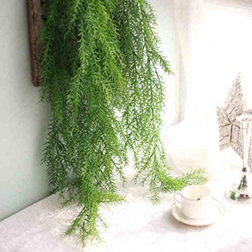 Plastic Artificial And Dried Flower 1Pc/Lot 100 Cm Artificial Real Touch Pine Needle Wall Hanging Vine Simulation Leaves Home Wedding Party Green Plant Wall Decor