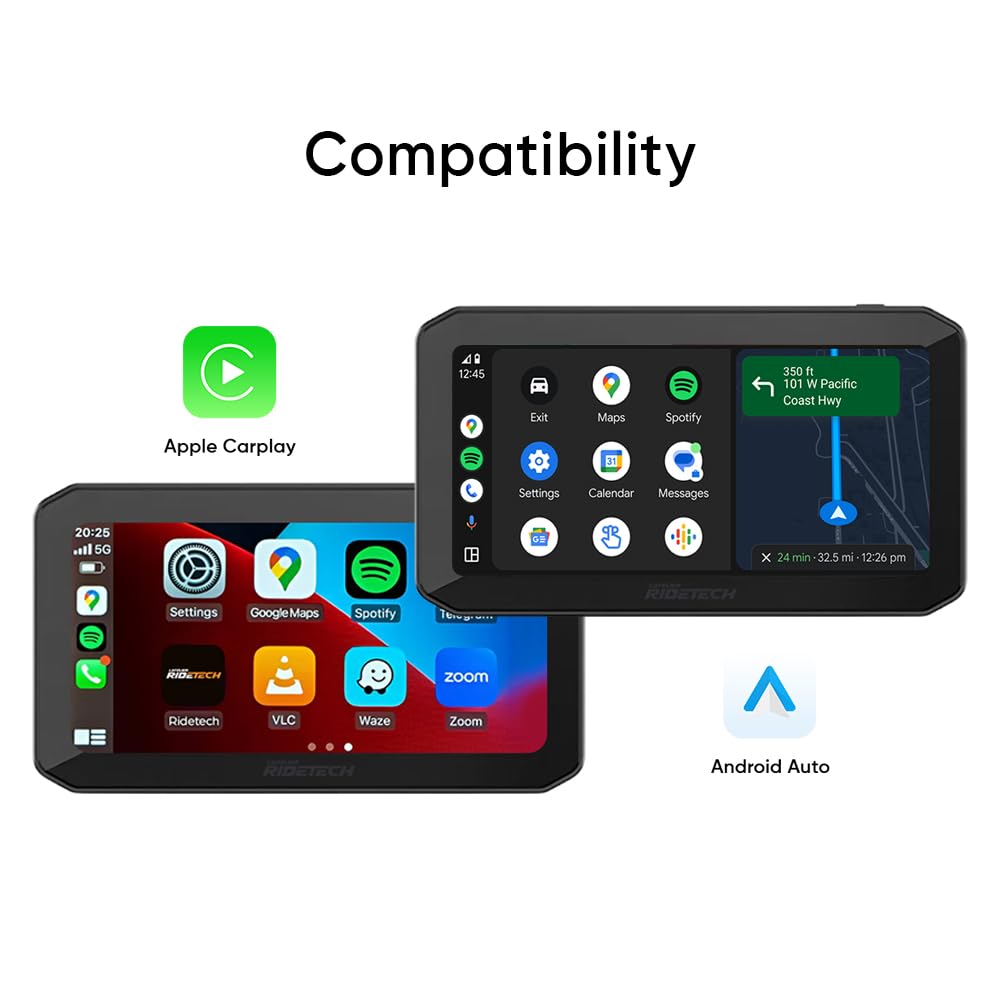 Schermo CarPlay Moto 6.25" Laridetech Titan 6 – Apple CarPlay Android Auto, GPS Navigazione Moto, Dashcam, Schermo Moto Impermeabile Universale (Titan 6 Start)